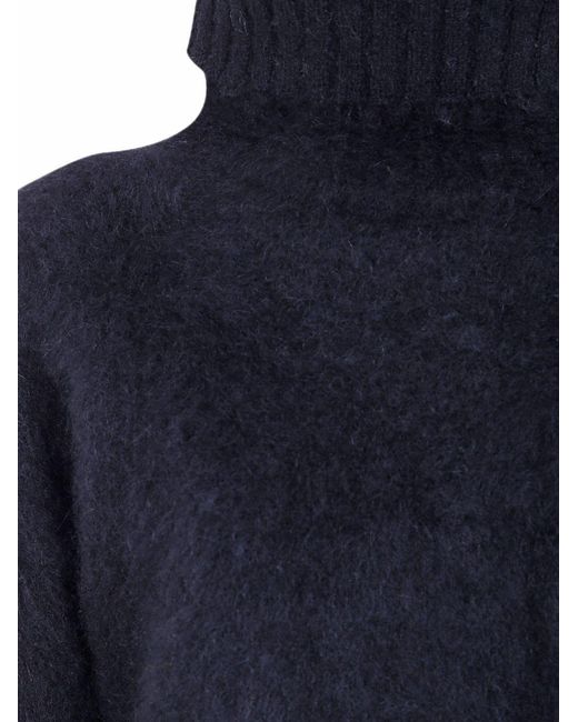 Uma Wang Blue Wool Turtle-Neck Sweater