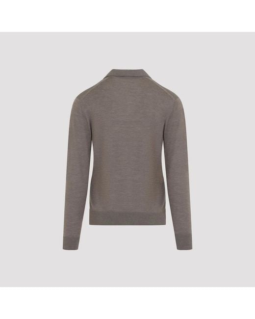 Sease Gray Wombat Ultra Fine Virgin Wool Polo for men