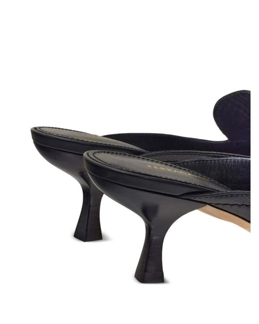 Ferragamo Black Crocodile-Effect Leather Flats