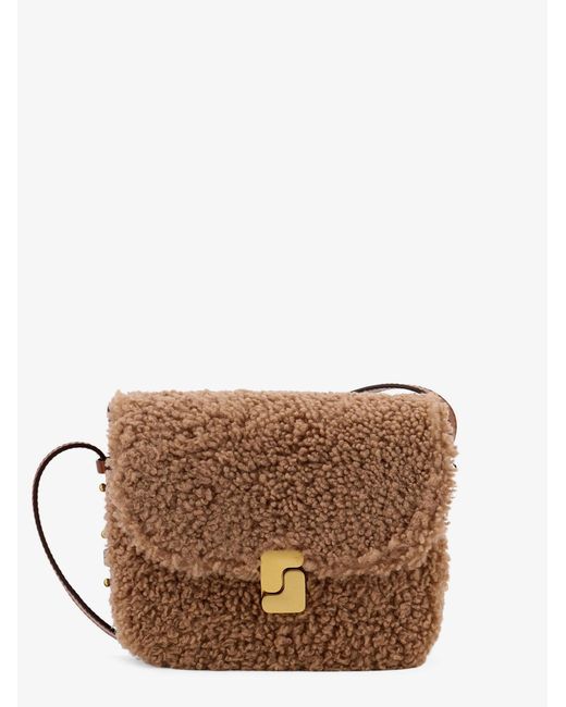Soeur Brown Bellissima Mini Fur And Leather Shoulder Bag