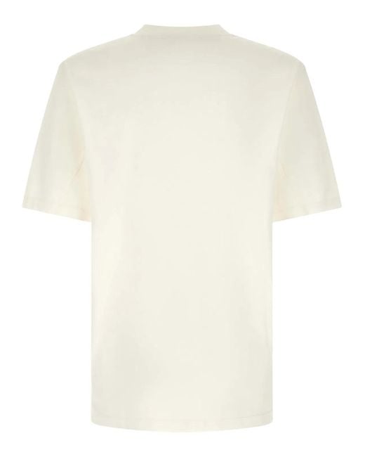 Brunello Cucinelli White Logo Embroidery T-Shirt for men