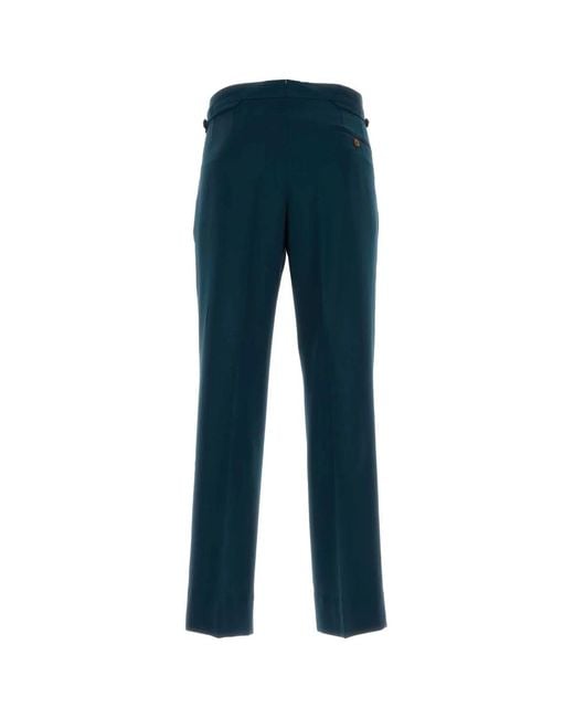 Vivienne Westwood Blue Petrol Wool Sang Pant for men