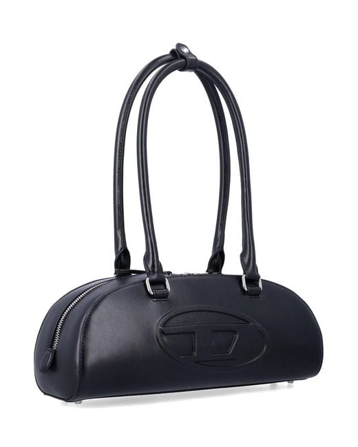 DIESEL Black 1Dr Dome Leather Bag