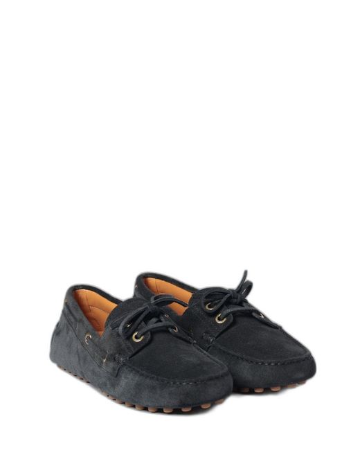 Tod's White Suede Gommino Boat Loafers