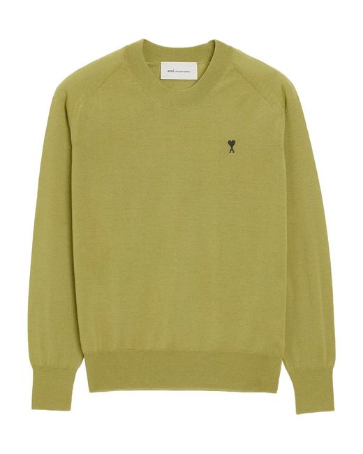 AMI Green Wool Crewneck Sweater Adc