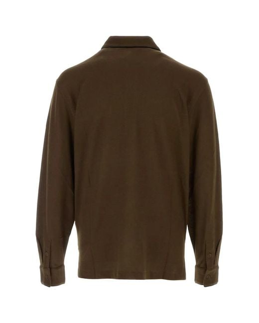 Tom Ford Green Cotton Silk Piquet Ls Polo for men