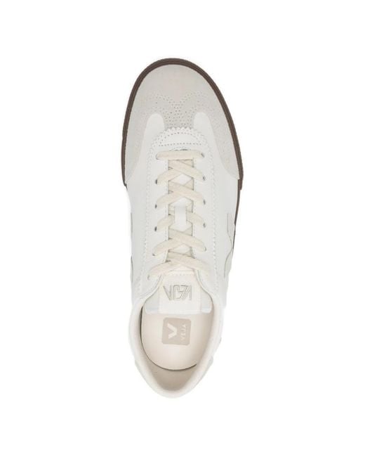 Veja White Cream Leather Flat Shoes for men