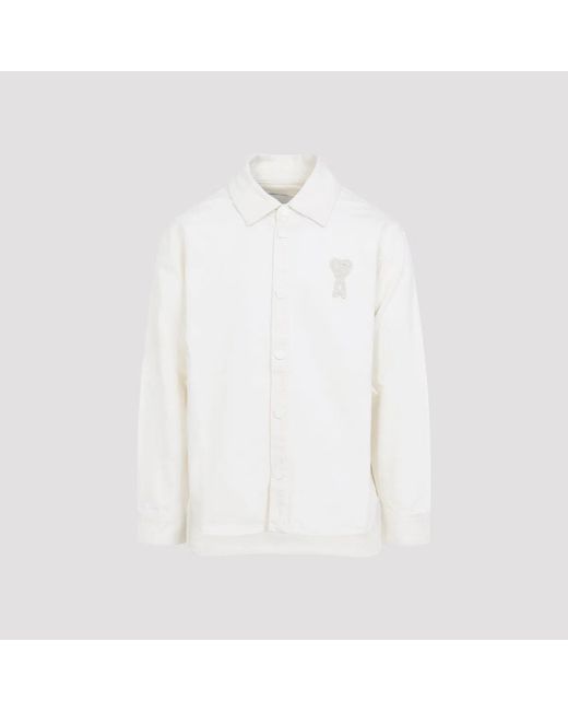 AMI White Overshirt With Knitted for men