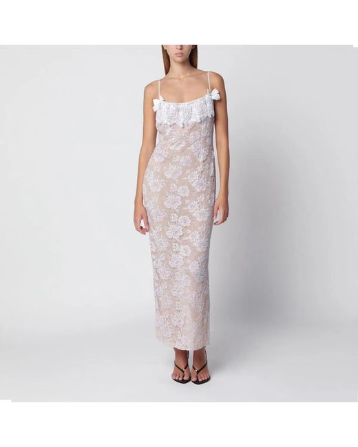 Alessandra Rich Pink Lace Slip Dress