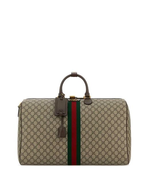 Gucci Brown Duffle With Shoulder, Address And Keys Tag, Padloc for men
