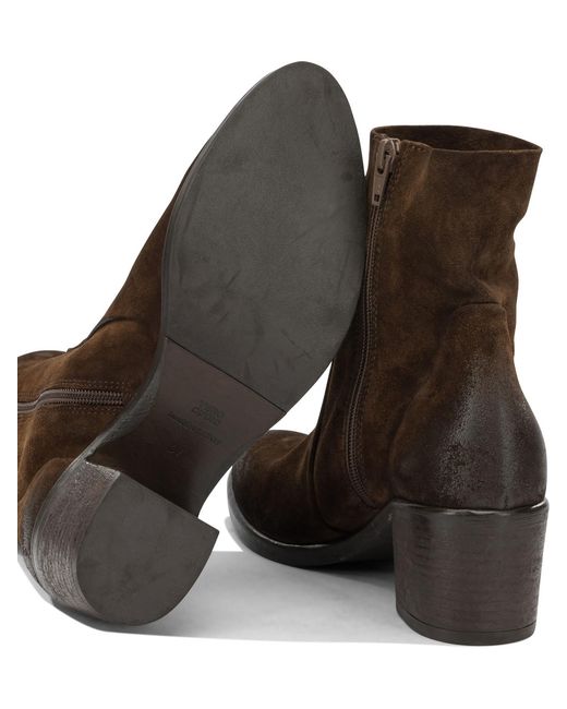 Strategia Brown Leather Rubber Boots Ankle