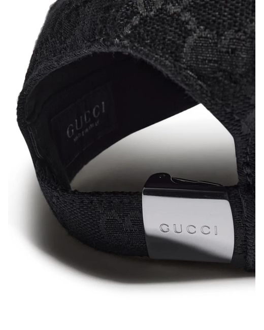 Gucci Black Cotton Canvas Cap Gg for men