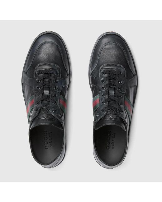 Gucci Black Stretch Leather Effect Sneaker for men