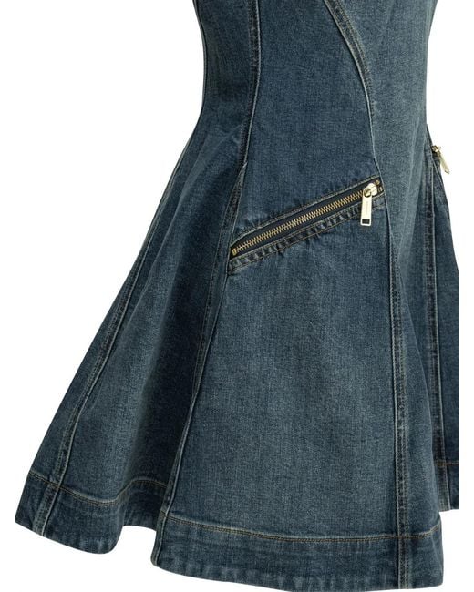 Self-Portrait Blue Short Flared Dress