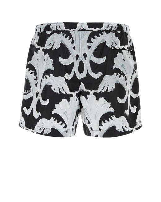 Valentino Black Printed Nylon Swimming Shorts for men