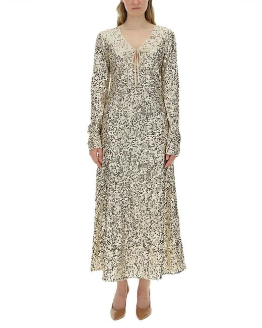 ROTATE BIRGER CHRISTENSEN Natural Rotate Birger Christensen Sequined Dress