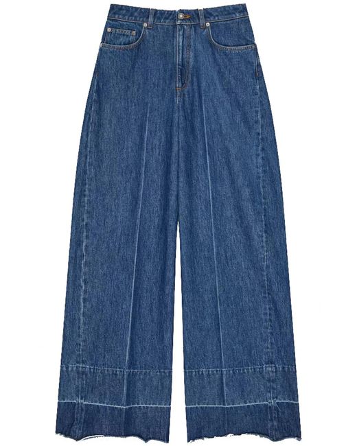 Givenchy Blue Raw Edge Wide Leg Denim Trousers