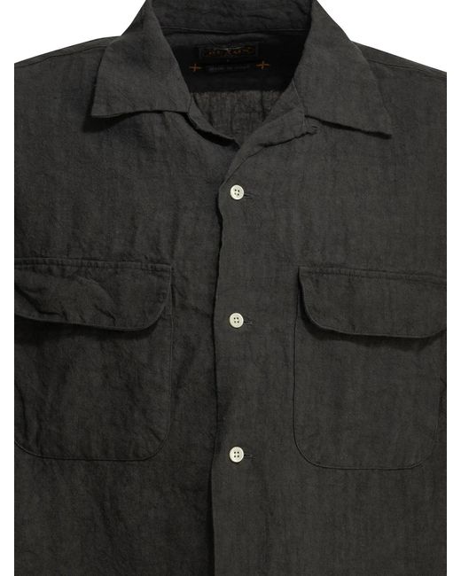 Beams Plus Black Casual Linen Shirt for men