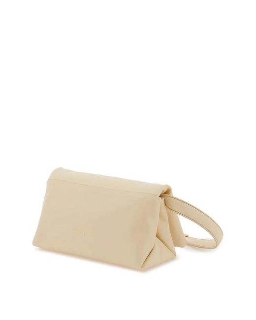 Marni Natural Ivory Leather Prisma Shoulder Bag