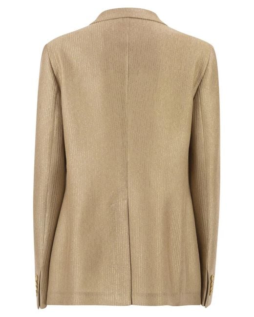 Tagliatore Natural Double-Breasted Textured Cotton Blazer
