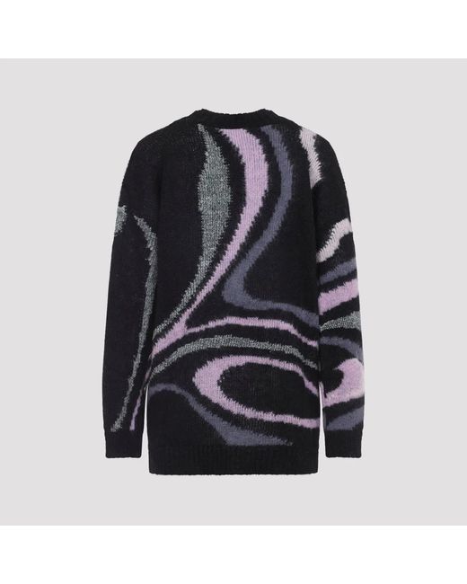 Emilio Pucci Black Embroidered Mohair Blend Oversize Cardigan