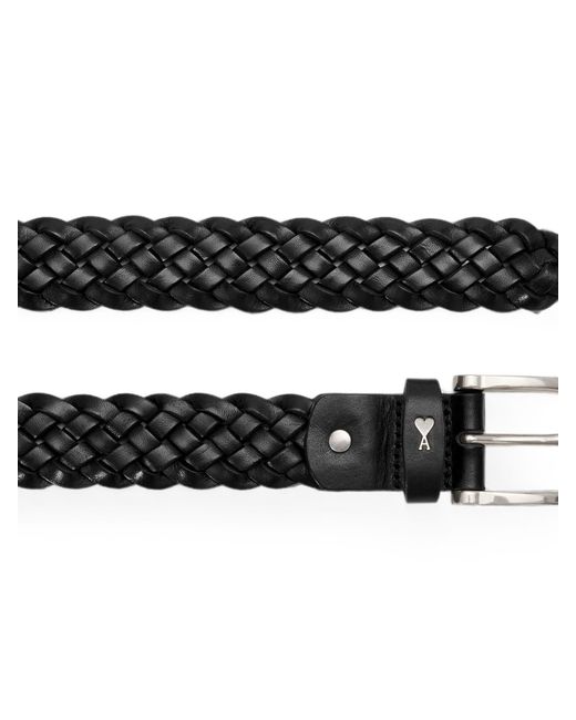 Ami Paris Braided Paris Paris Cow Leather Belt 30Mm In White For Men ami-paris-braided-paris-paris-cow-leather-belt-30mm-in-white-for-men