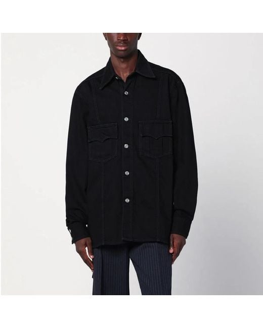 NAMACHEKO Black Denim Shirt Jacket for men