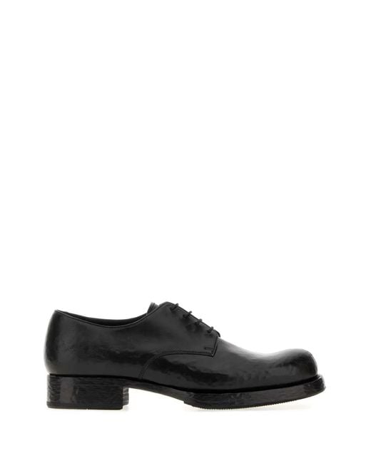 Prada Black Leather Lace-Up Shoes for men