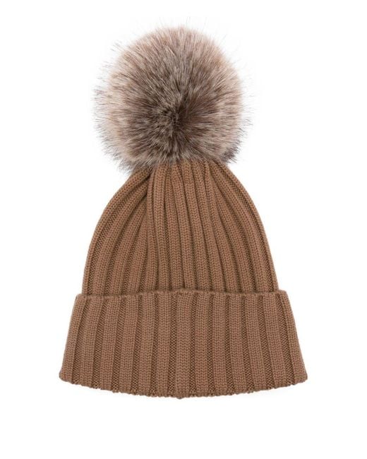 Moncler Brown Pon Pon Wool Beanie
