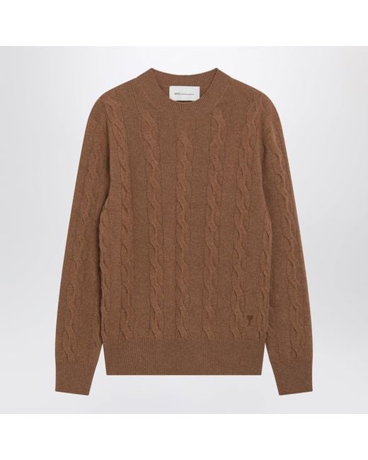 AMI Brown Camel Merino Wool Sweater