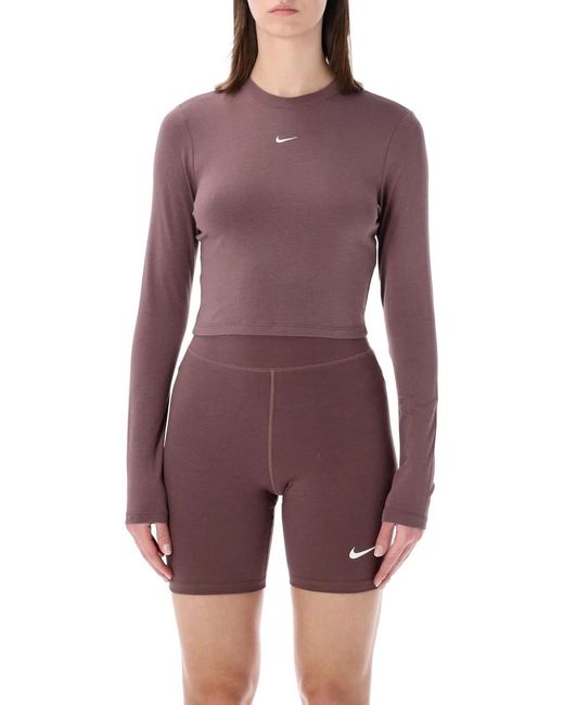 Nike Purple Long-Sleeve Cropped Top