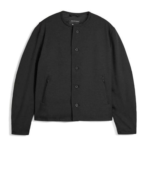 Y-3 Black Double-Breasted Collarless Jacket for men