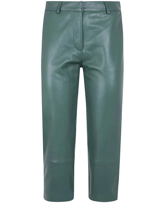 Frankie Shop Green "Lior" Leather Capri Pants