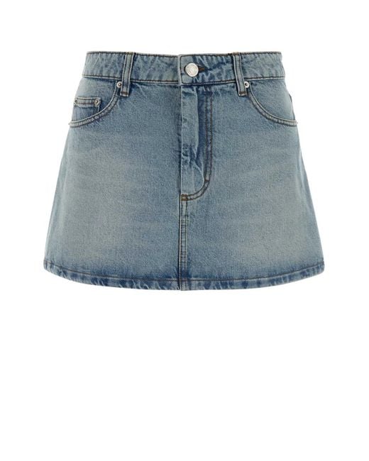 AMI Blue Ami Denim Mini Skirt
