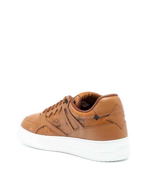 MCM Brown Printed Canvas Terrain Sneakers for men