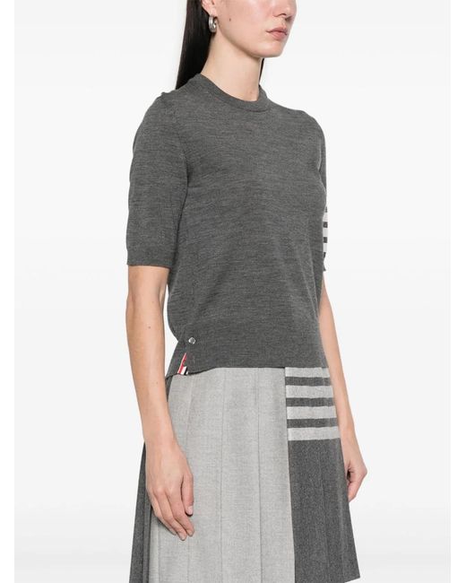 Thom Browne Gray Wool Crewneck Sweater