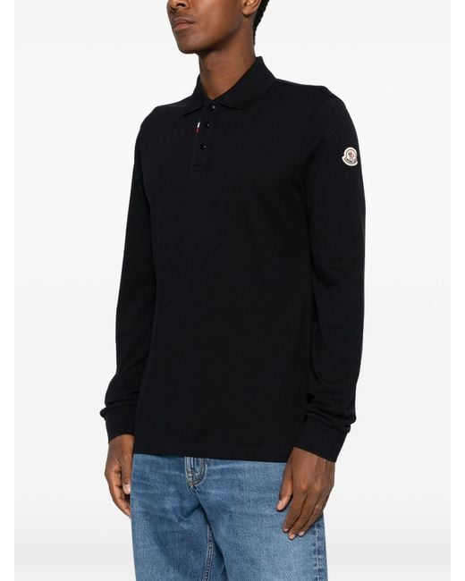 Moncler Blue Long Sleeve Polo Shirt for men