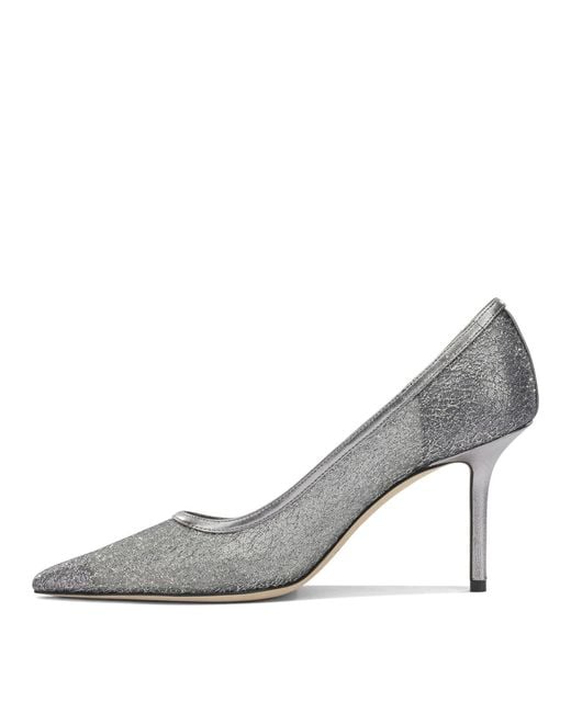 Jimmy Choo Gray Textile Lamb Leather Calf Leather Pumps