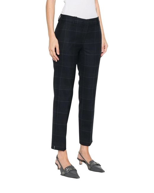 Marella Black Check-Pattern Slim-Fit Trousers