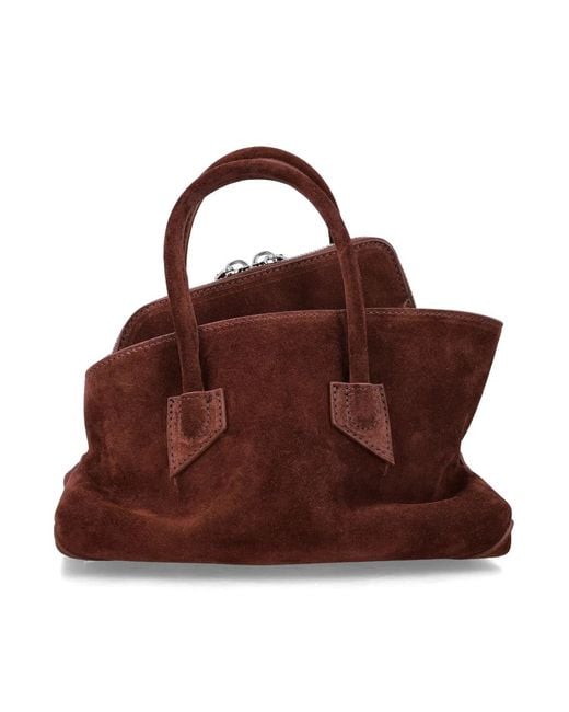 The Attico Brown "La Passeggiata Mini" Suede Top Handle