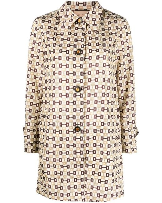 Gucci White Horsebit Print Coat
