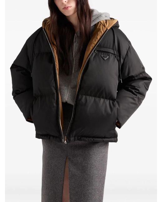 Prada Black Re-Nylon Hooded Down Jacket