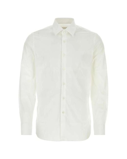 Prada White Stretch Poplin Shirt for men
