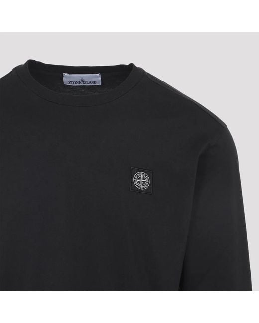 Stone Island Black Ls Cotton T-Shirt for men