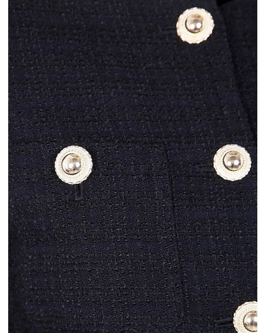 Self-Portrait Blue Boucle Fur Cuff Jacket