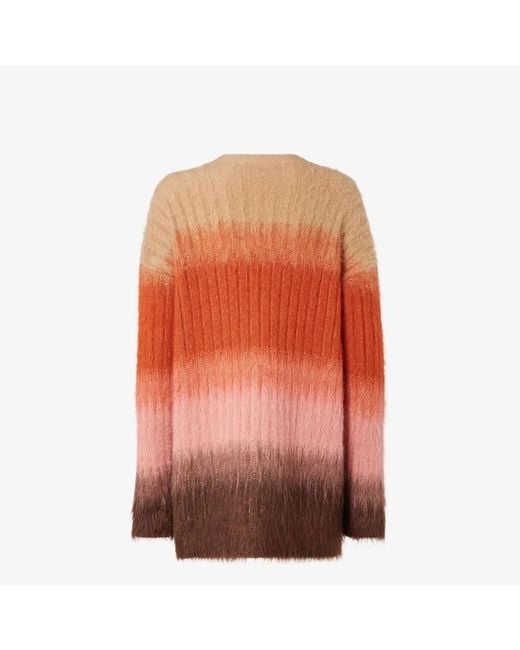 Fendi Brown Gradient Mohair Buttoned Cardigan