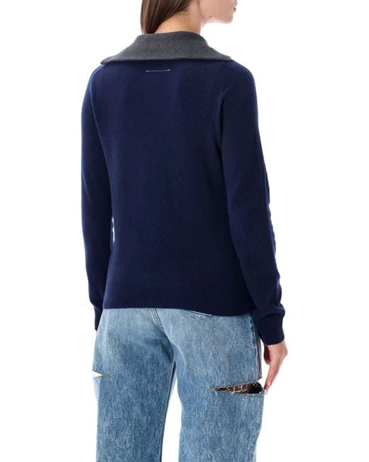MM6 by Maison Margiela Blue Layered Collar Sweater