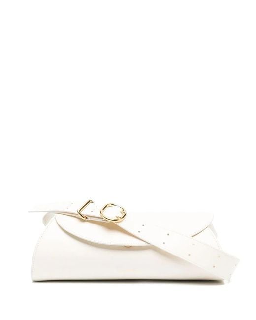 Jil Sander White Cannolo Small Leather Shoulder