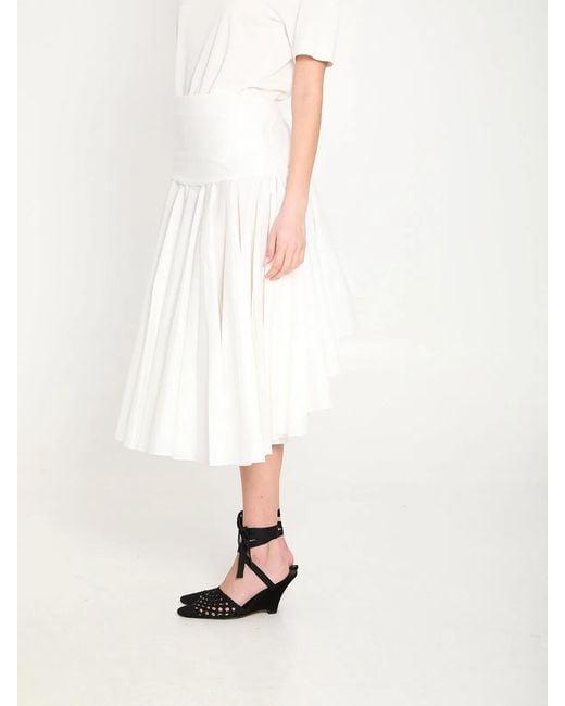 Jacquemus White Draped Midi Skirt With Godet