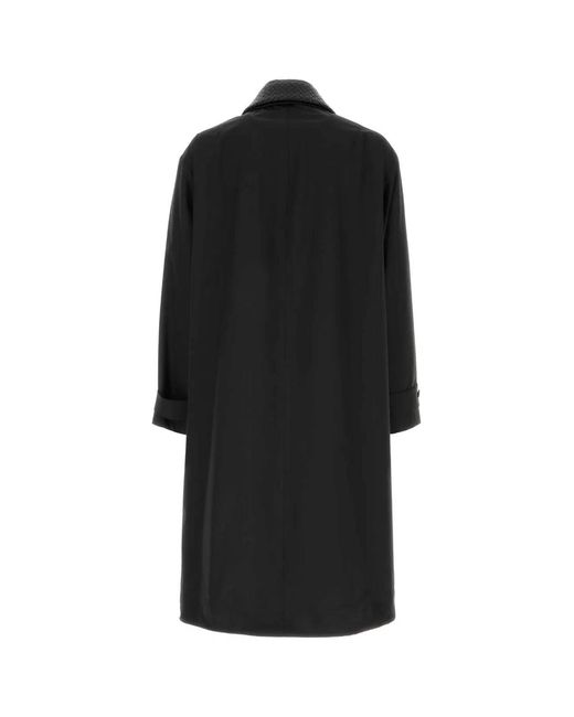 Bottega Veneta Black Tech Wool Overcoat for men